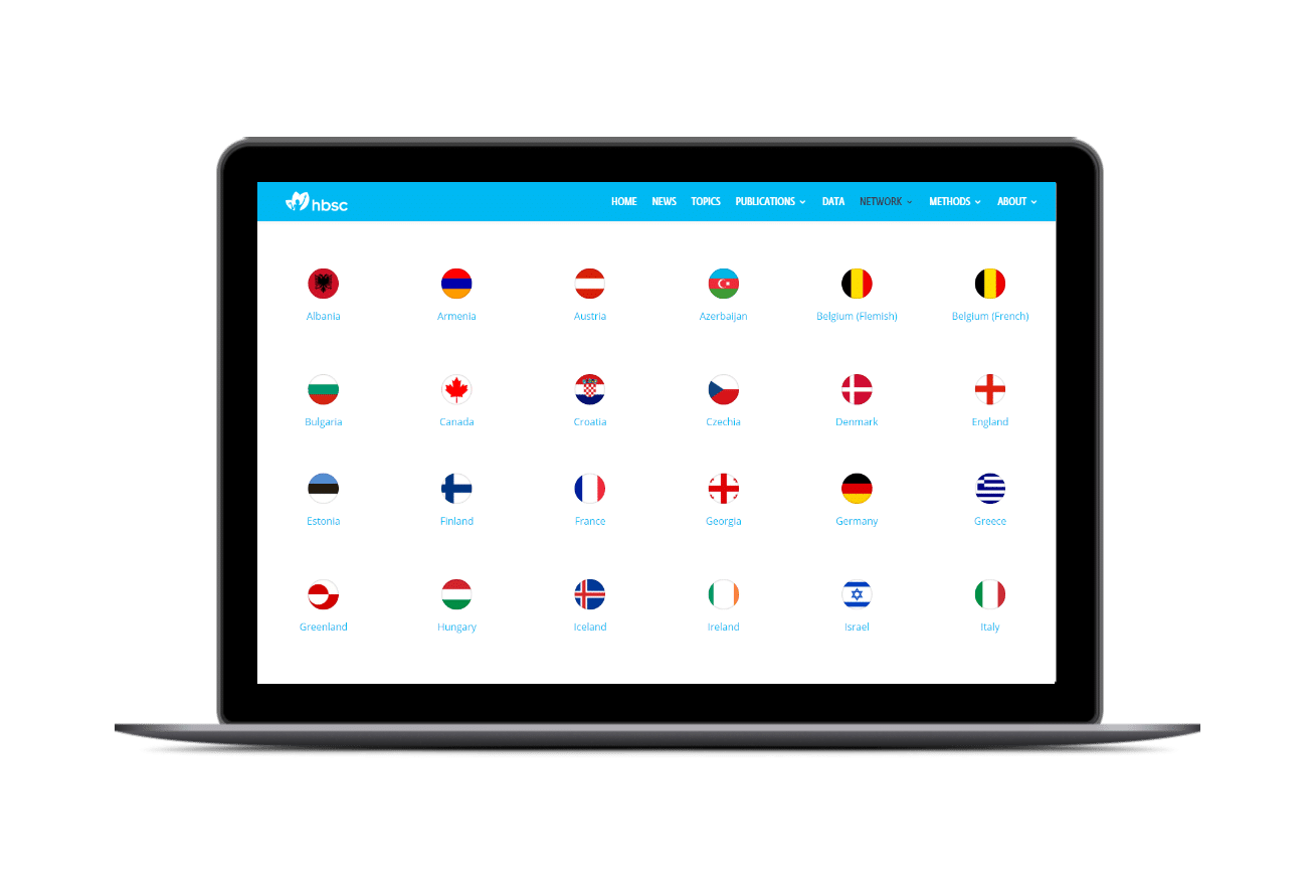 Screenshot of the country page of this website